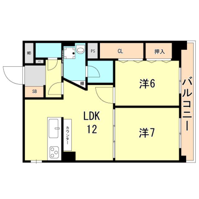 ワコーレアルテ上筒井(1LDK/5階)の間取り写真