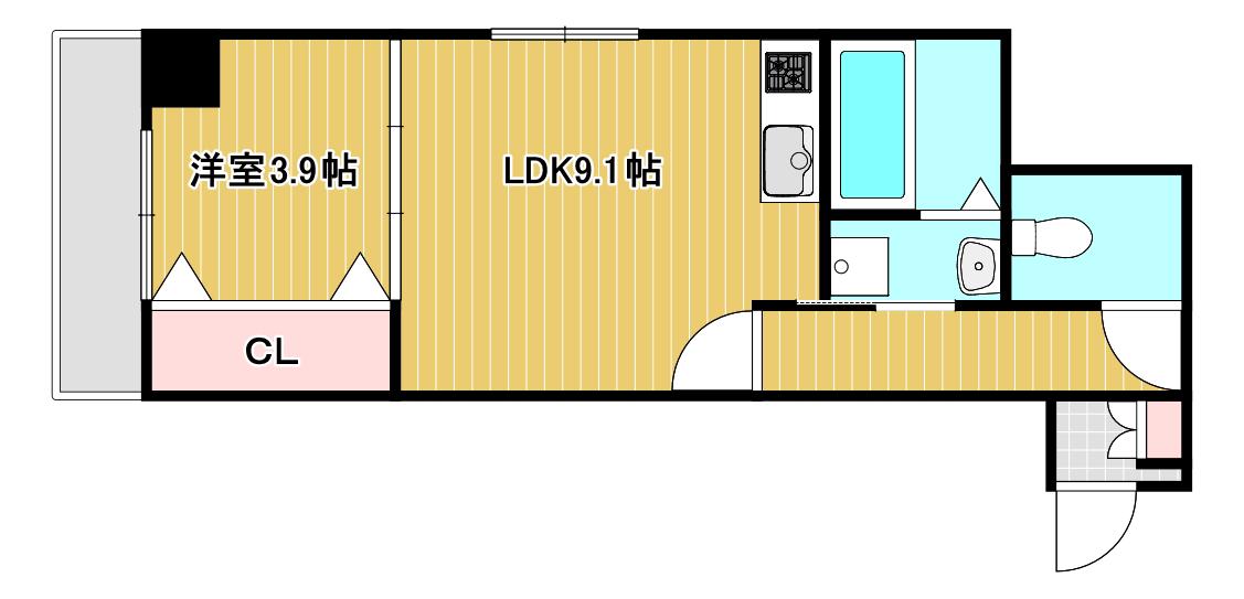 アルカンシェルコート緑橋(1LDK/1階)の間取り写真