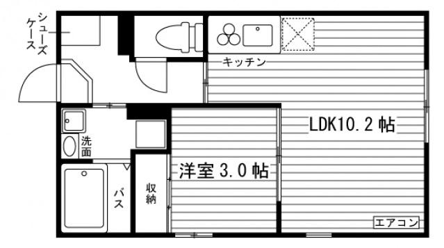 ドミール青江(1LDK/3階)の間取り写真