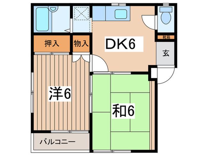 サンフォレスタ二俣川(2DK/1階)の間取り写真