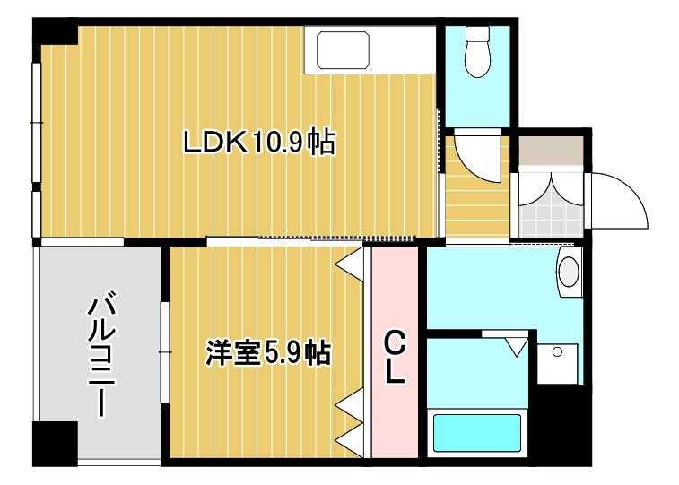 アーリントン(1LDK/12階)の間取り写真
