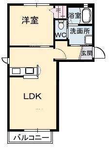 シャ一メゾンひまわりB(1LDK/1階)の間取り写真