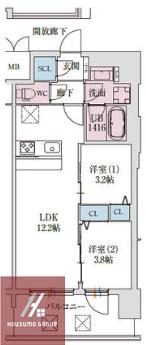 スプランディッド大阪イースト(2LDK/6階)の間取り写真