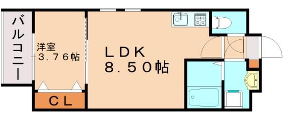 RASSURE N・K(1LDK/3階)の間取り写真