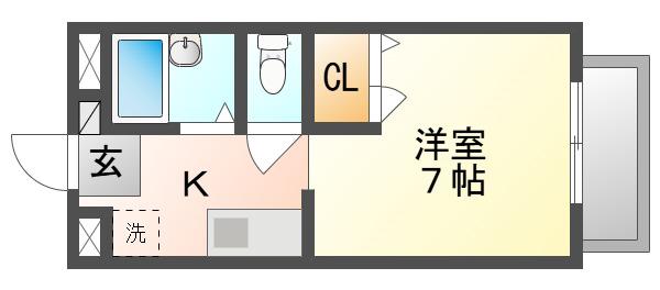 サリチェ・イマA(1K/1階)の間取り写真