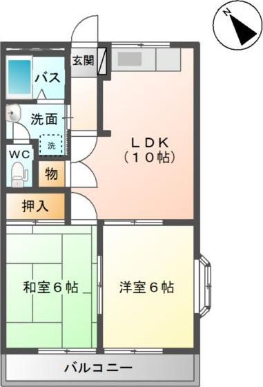 グランドール七夕(2LDK/2階)の間取り写真