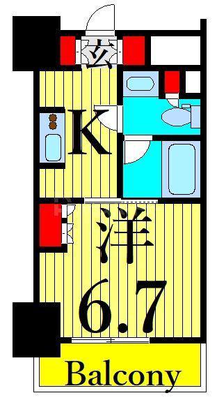 パークアクシス東上野(1K/7階)の間取り写真