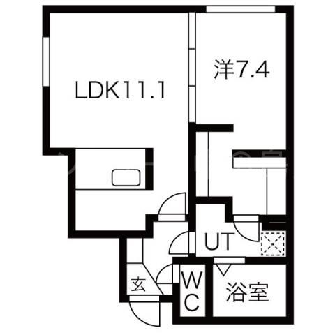 リバーサイドレジデンス学園前(1LDK/2階)の間取り写真