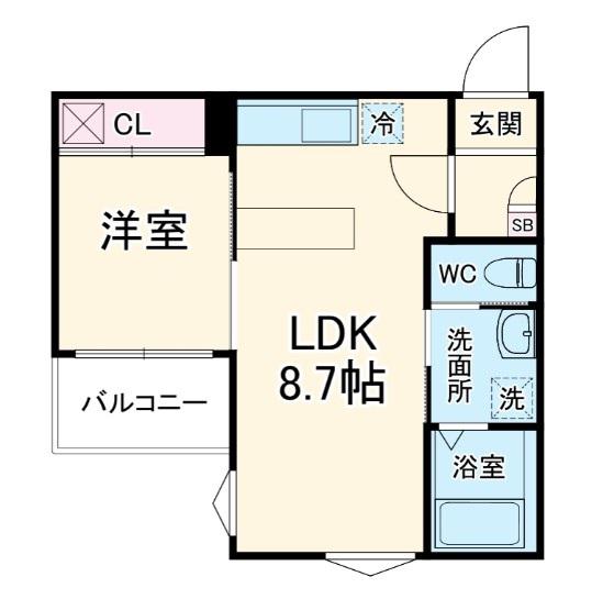 FIKA桶川(1LDK/3階)の間取り写真