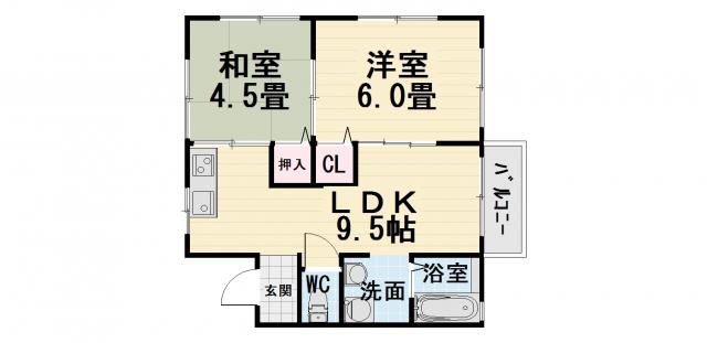 新緑のショコラティエ(2LDK/2階)の間取り写真