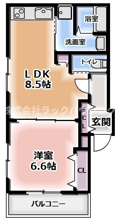 レユシール金田I(1LDK/3階)の間取り写真