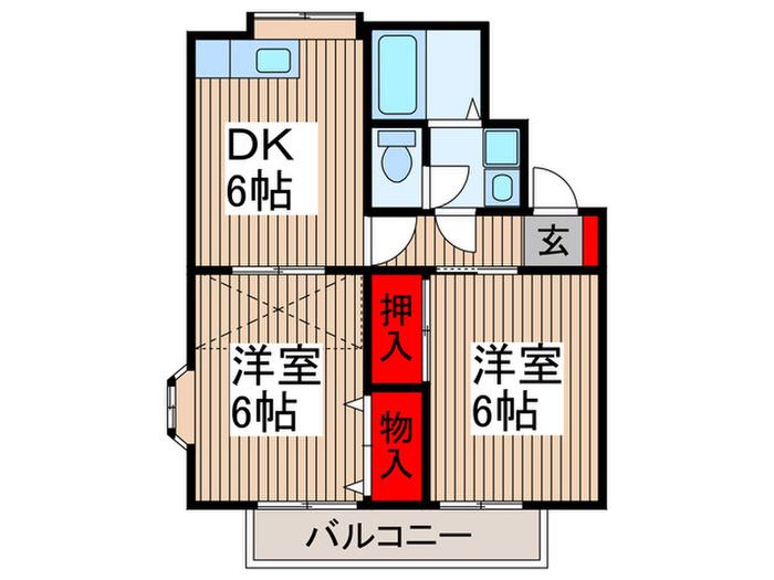 エンゼルハイツC(2DK/2階)の間取り写真