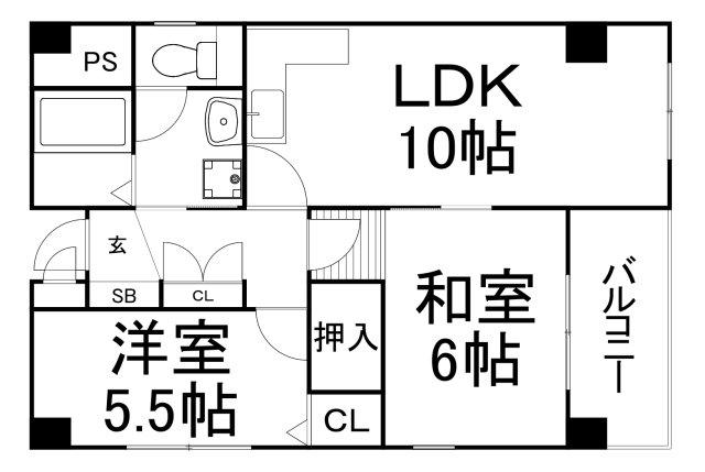 ロフティ上町(2LDK/10階)の間取り写真