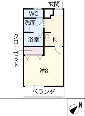 ラックス富田(1K/2階)の間取り写真