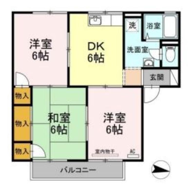 プレジール西島B棟(3DK/2階)の間取り写真