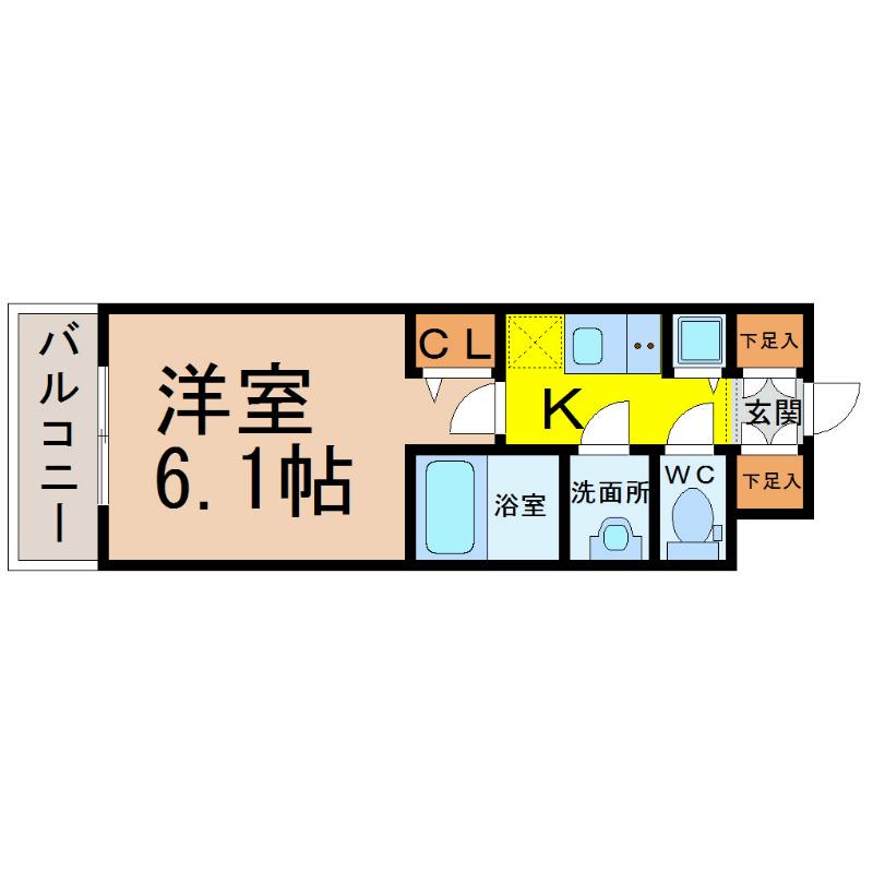 プレサンス丸の内城雅(1K/6階)の間取り写真