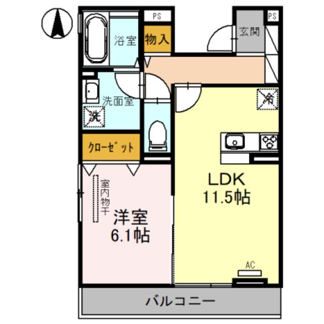 モンアミ(1LDK/3階)の間取り写真