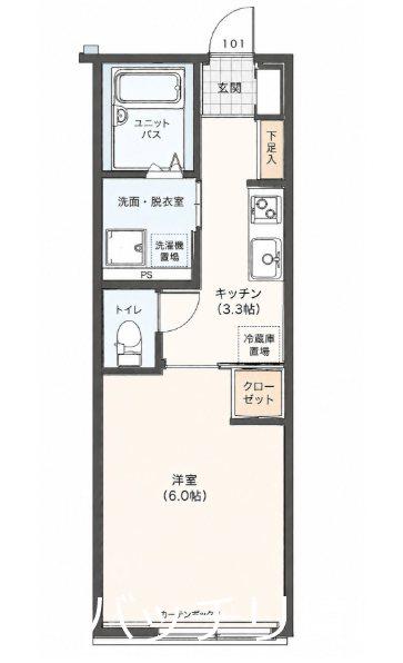 THE TERRACE 多々良(1K/1階)の間取り写真