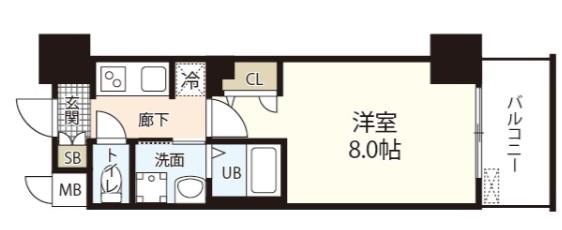 S-RESIDENCE表町(1K/2階)の間取り写真