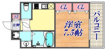 S-FORT神戸小河通(1K/4階)の間取り写真