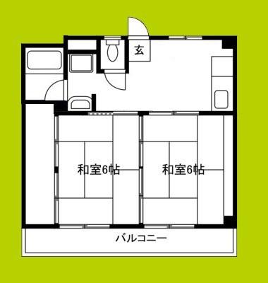 汎愛ハイツ(2DK/4階)の間取り写真