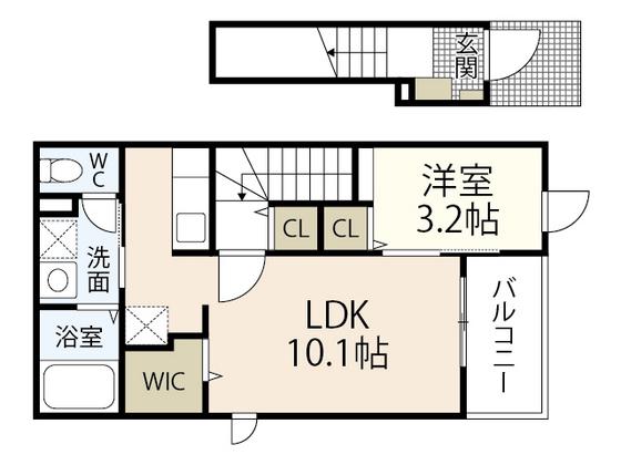 サンライトI(1LDK/2階)の間取り写真