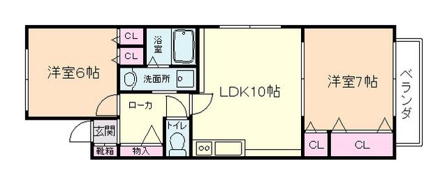 シャーメゾン三津屋(2LDK/2階)の間取り写真