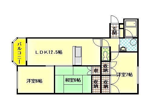 フロンティア旭川(3LDK/3階)の間取り写真