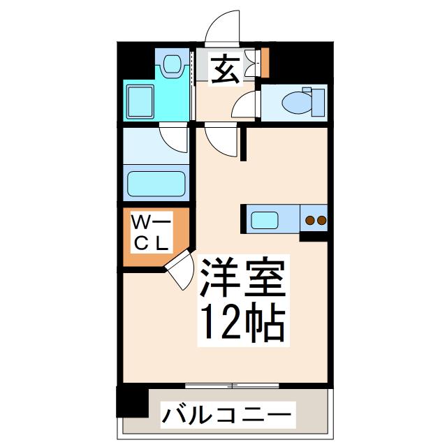 マーベラス南熊本(ワンルーム/4階)の間取り写真