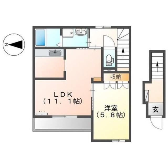 トワイライトヒル・AYA(1LDK/2階)の間取り写真