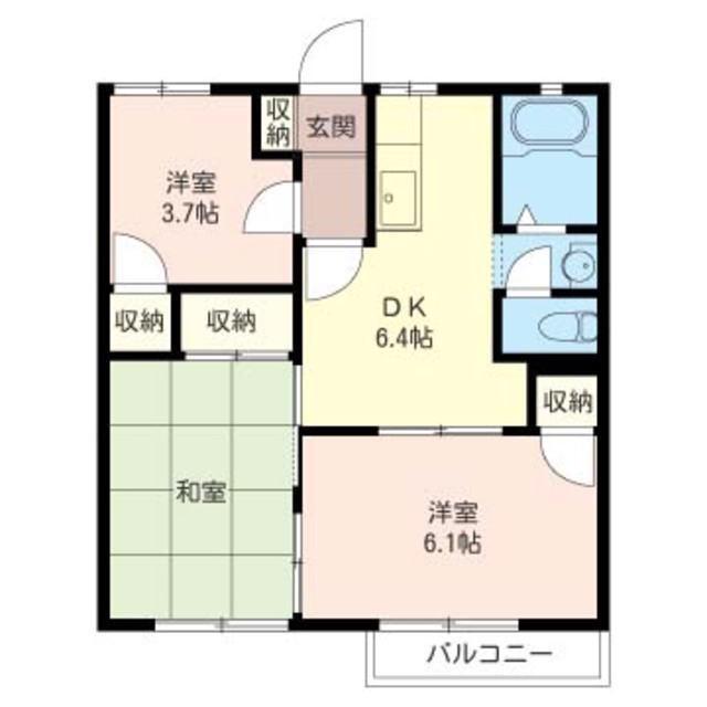 カルムVI(3DK/2階)の間取り写真