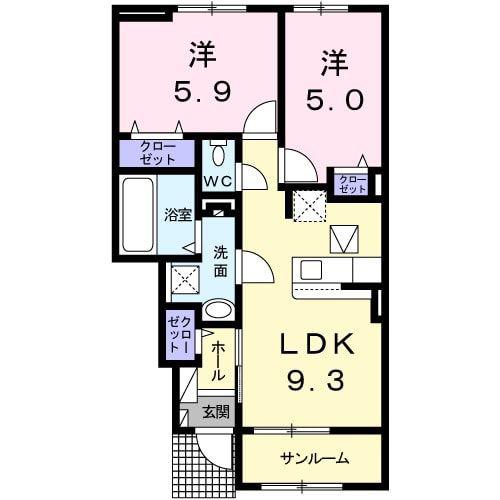 ベラ ルーチェ A(2LDK/1階)の間取り写真