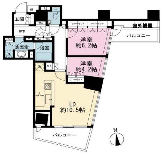 ザ・パークハウス西麻布レジデンス(2LDK/7階)の間取り写真