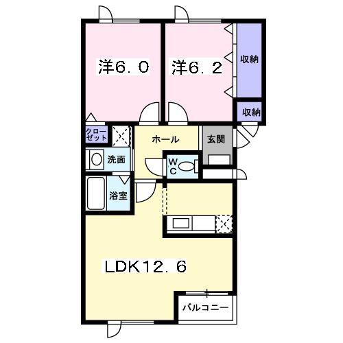 リーフガーデン藻岩II(2LDK/2階)の間取り写真