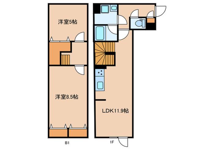 LEGALAND KAGURAZAKA(2LDK/1階)の間取り写真