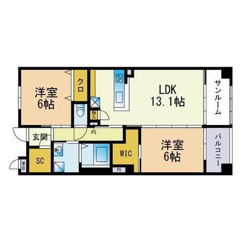 M FLAT(2LDK/2階)の間取り写真