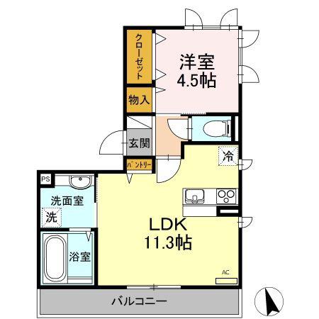 ヴィエントI棟(1LDK/3階)の間取り写真