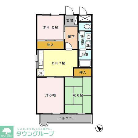 メゾンドゥボヌール(3DK/3階)の間取り写真
