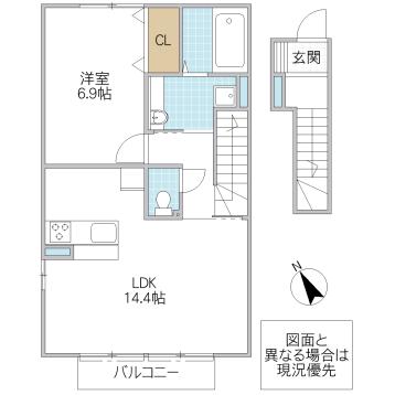 PIA Y`S(1LDK/2階)の間取り写真