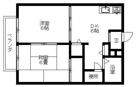 サンブライト(2DK/2階)の間取り写真