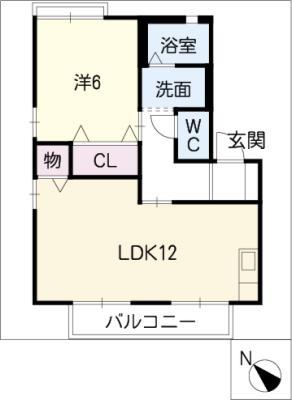 エメラルド・ハイツ(1LDK/1階)の間取り写真