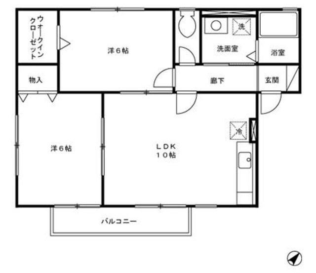 グランシャリオ(2LDK/2階)の間取り写真