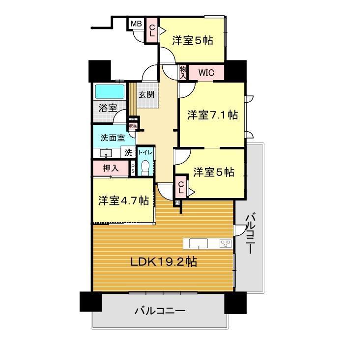 サンライフ新下関駅前(4LDK/15階)の間取り写真
