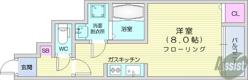 上野ハイツ(1K/1階)の間取り写真