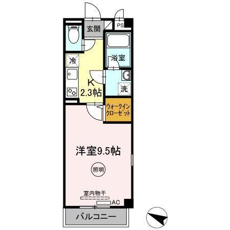 イミソーレ(1K/2階)の間取り写真