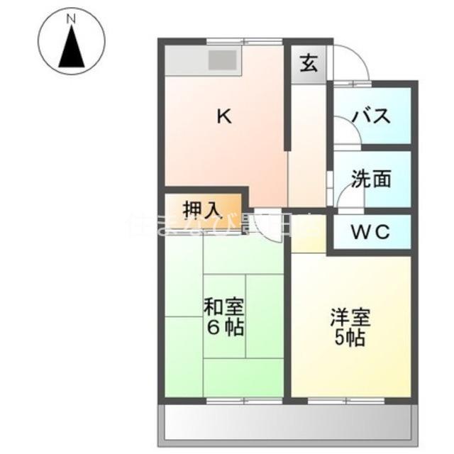 コーポ石川II(2DK/1階)の間取り写真