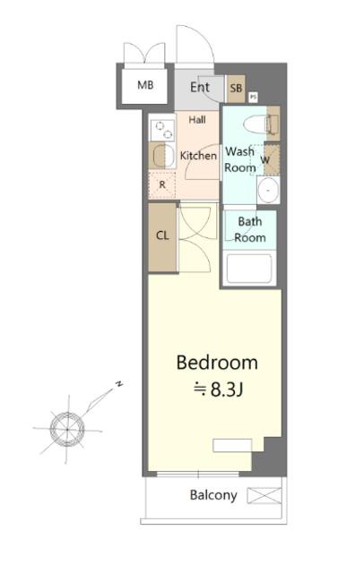 SHOKEN RESIDENCE八王子(1K/9階)の間取り写真