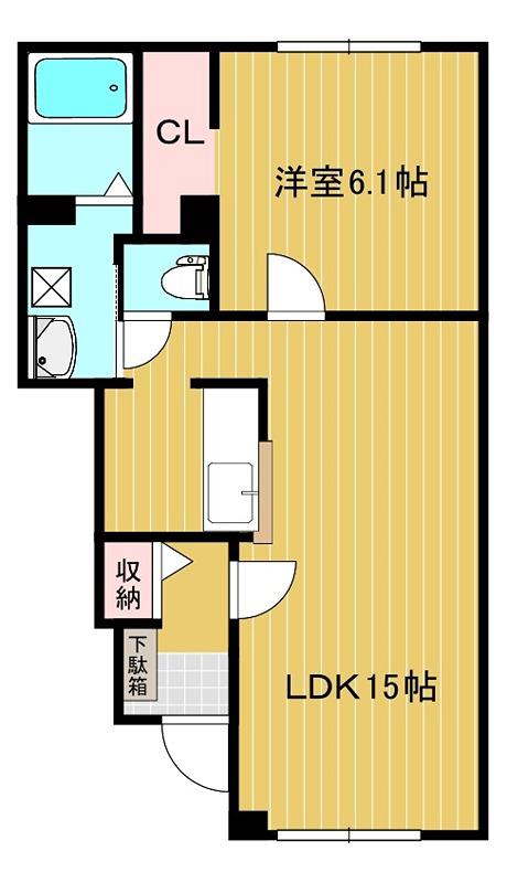クレストール(1LDK/1階)の間取り写真