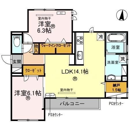 カルム アビタシオン北出島(2SLDK/3階)の間取り写真