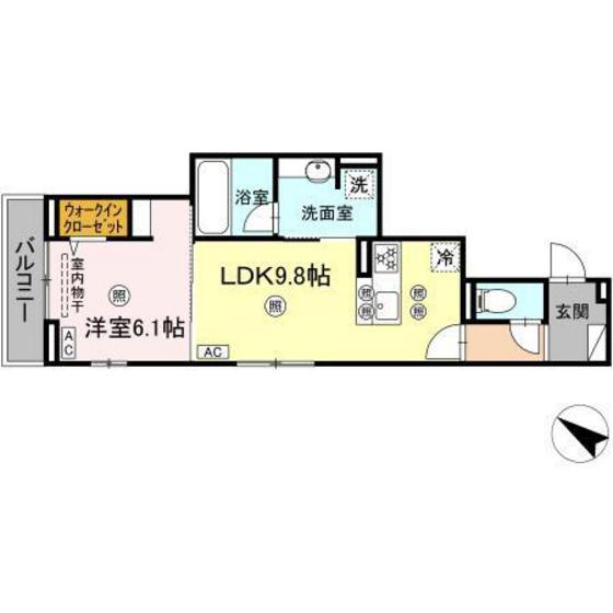 COLERMO舟入南(1LDK/3階)の間取り写真